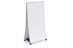 74.3" H x 36.5" W x 23.5" D Ogee Curved Easel, Magnetic Porcelain Steel Dry Erase Writing Surface