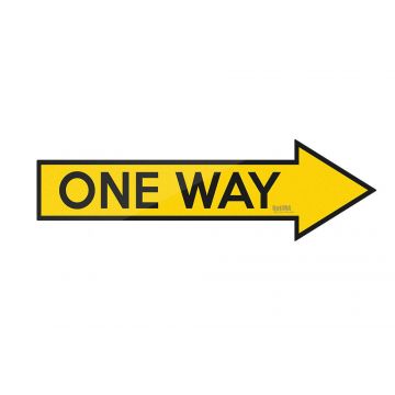 19.75" L x 6" W One Way Arrow Floor Decal in Yellow, 6-Pack