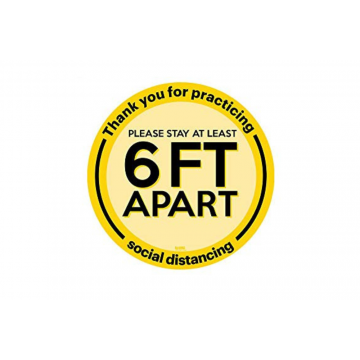 4-Pack Circular 14.5" H x 14.5" W Social Distancing Floor Sign in Safety Yellow with Safety Surface and Peel-n-Stick Adhesive
