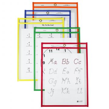 Reusable Dry Erase Pockets, Assorted Colors, Pack of 25