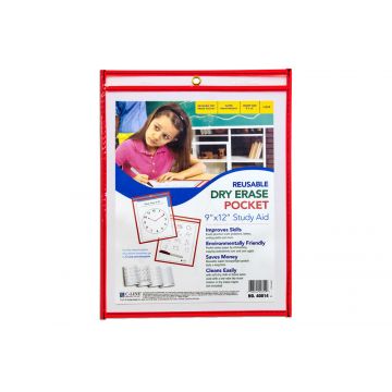 Reusable Dry Erase Pockets, Red, Pack of 30