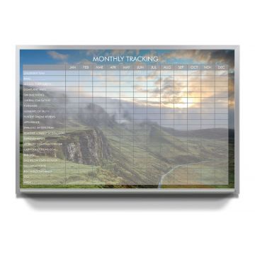 Hospital Glass Administrative Scheduling Custom Printed Whiteboard, 12" x 18", Chemical Resistant, Gold Standoffs