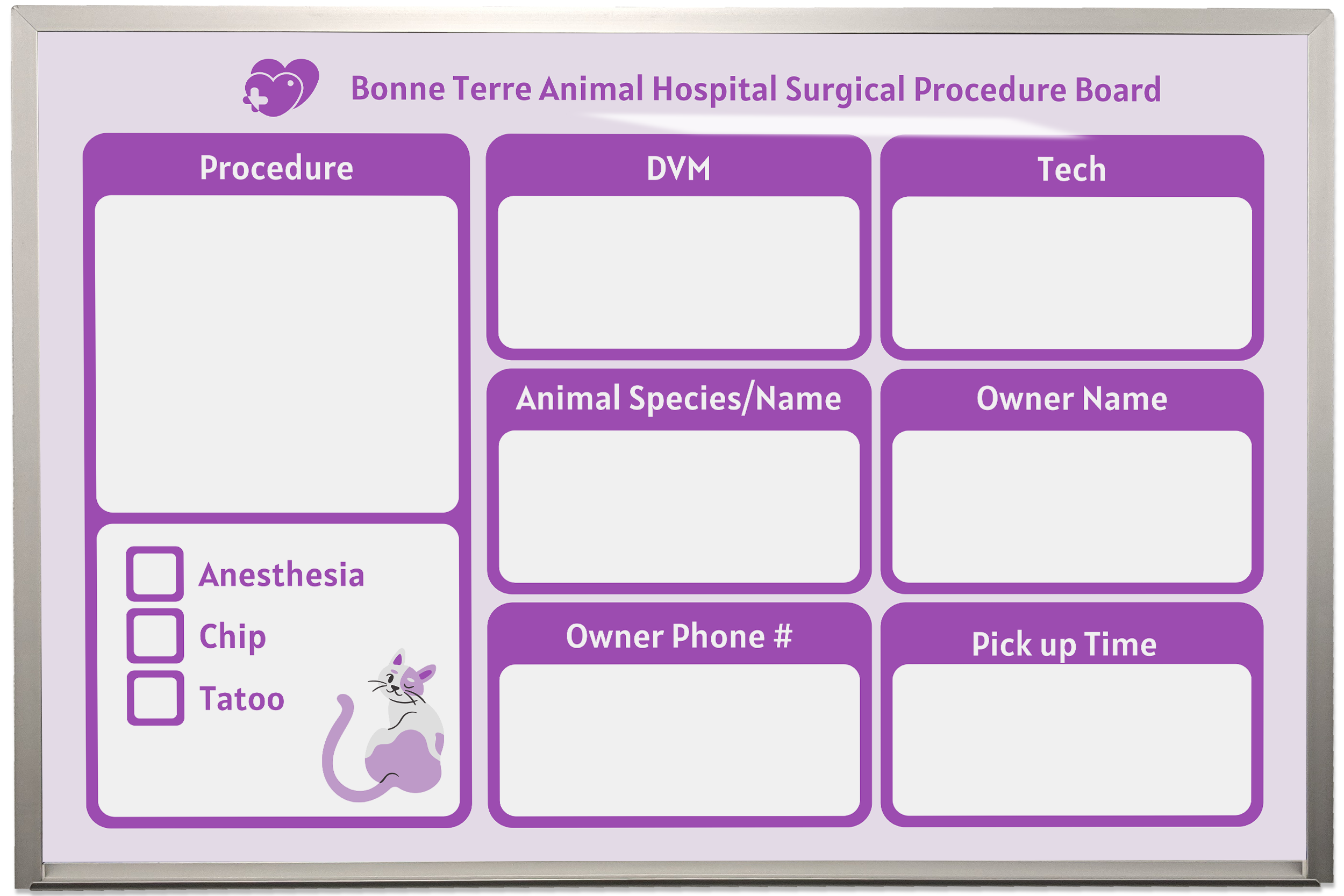 Animal Hospital Surgery Dry Erase Board