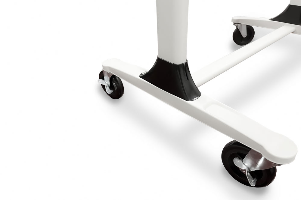 five inch locking wheels on the genius mobile whiteboard stand