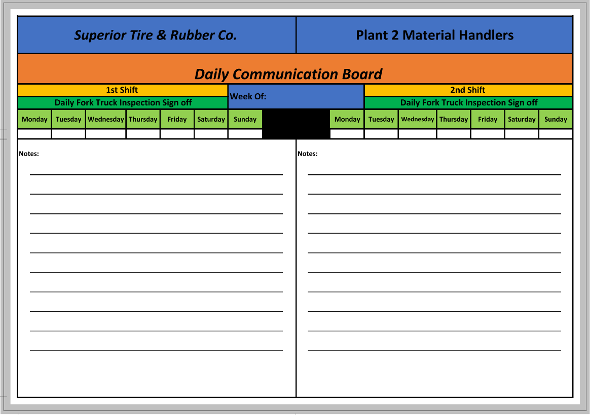 daily communication board for production